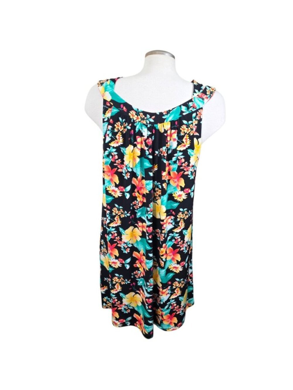 Rafaella Shift Dress Reversible Stretch Floral Striped Large Summer Vacation